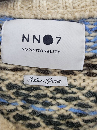 Pre-owned Nn07 Stein Holiday Wool Blend Sweater Men's M Ecru Multi Crewneck Pullover L/s In White