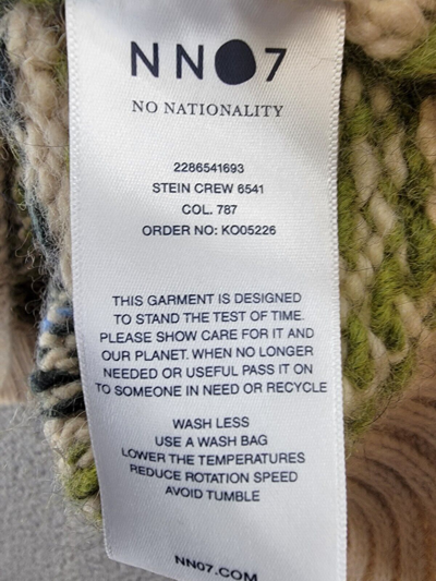 Pre-owned Nn07 Stein Holiday Wool Blend Sweater Men's M Ecru Multi Crewneck Pullover L/s In White