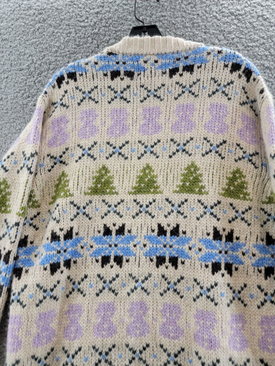 Pre-owned Nn07 Stein Holiday Wool Blend Sweater Men's M Ecru Multi Crewneck Pullover L/s In White