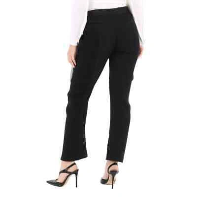 Pre-owned Burberry Ladies Black Ribbed-panel Flared Wool Trousers, Brand Size 6 (us Size