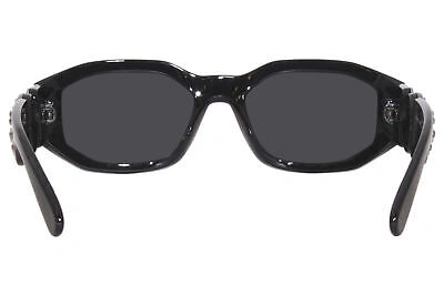 Pre-owned Versace Ve4361 5398/87 Sunglasses Black/medusa Logo-silver-studs/grey Lens 53mm In Gray