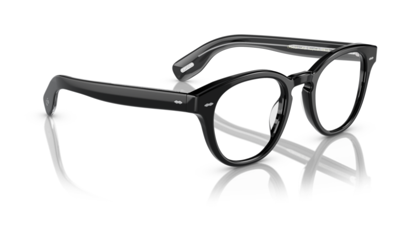 Pre-owned Oliver Peoples 0ov5413f Cary Grant 1492 Black 48mm Round Men's Eyeglasses In Clear