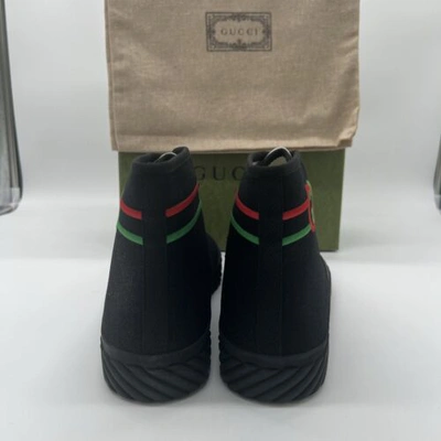 Pre-owned Gucci Authentic  Interlocking Black High Top Nero Sneaker 10.5