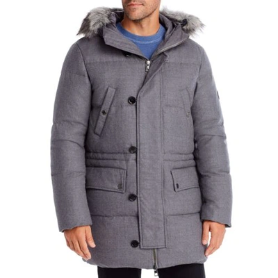 Pre-owned Michael Kors Men's Grey Wool Down Elevated Parka Coat Jacket - Grey - L In Gray