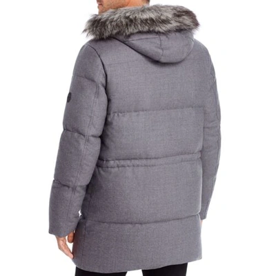 Pre-owned Michael Kors Men's Grey Wool Down Elevated Parka Coat Jacket - Grey - L In Gray