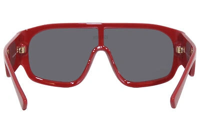 Pre-owned Versace 4439 538887 Sunglasses Red/dark Grey Lenses Shield 133mm In Gray