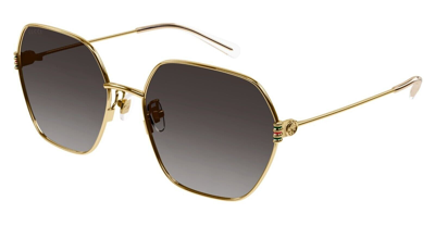 Pre-owned Gucci Original  Sunglasses Gg1285sa 001 Gold Frame Gray Gradient Lens 60mm