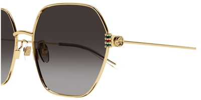 Pre-owned Gucci Original  Sunglasses Gg1285sa 001 Gold Frame Gray Gradient Lens 60mm