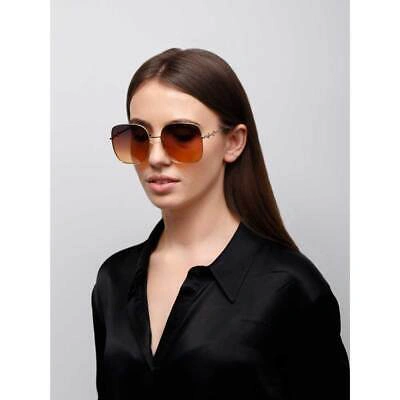 Pre-owned Gucci Gg0879s-004-61 Gold Sunglasses In Brown
