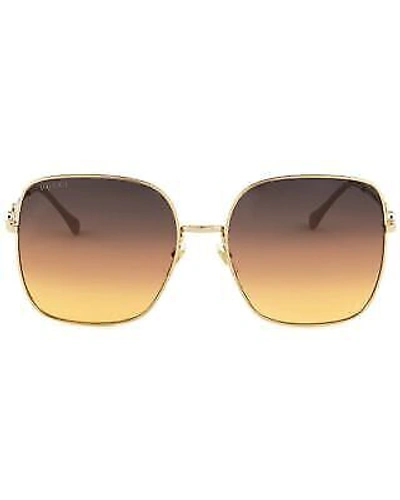 Pre-owned Gucci Gg0879s-004-61 Gold Sunglasses In Brown
