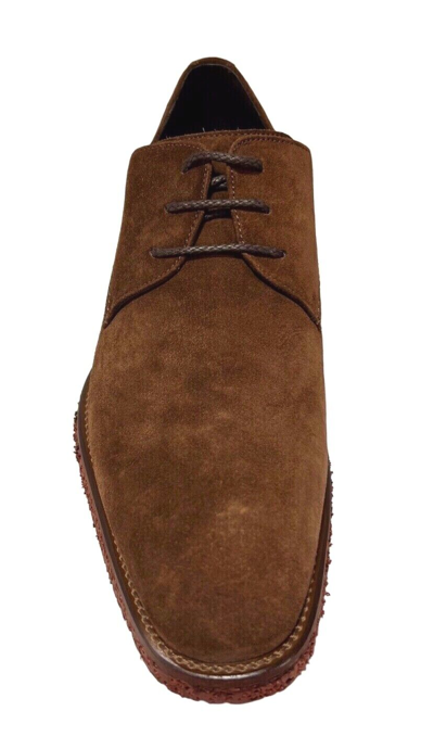 Pre-owned Calzoleria Toscana Mens Brick Suede Lace Up Shoes 7335