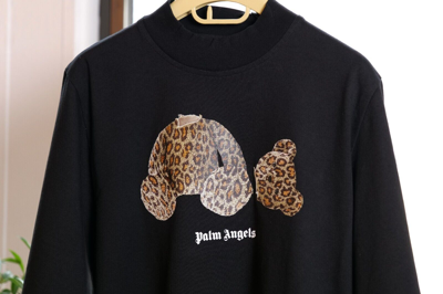 Pre-owned Palm Angels Black Leopard Headless Bear Crop Top T-shirt (size M) Rrp $370