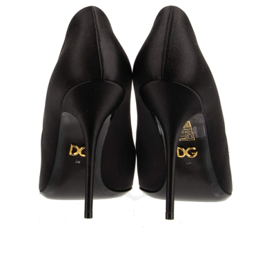 Pre-owned Dolce & Gabbana Crystal Filigree Ribbon Brooch Pumps Heels Cardinale 13378 In Black