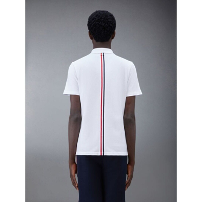 Pre-owned Thom Browne York Relaxed Fit Ss Polo W/ Cb Rwb Stripe In Classic Pique In White