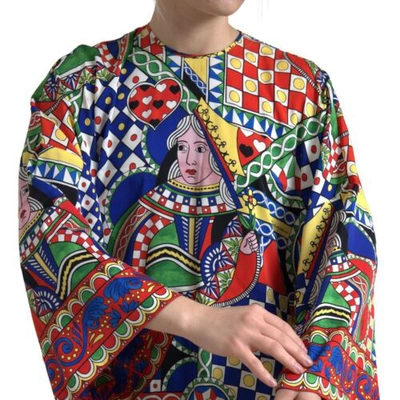 Pre-owned Dolce & Gabbana Dolce&gabbana Women Multicolor Blouse Silk Stretch Printed Round Neck Casual Top
