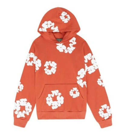 Pre-owned Denim Tears The Cotton Wreath Hoodie Orange Size Xl Confirmed
