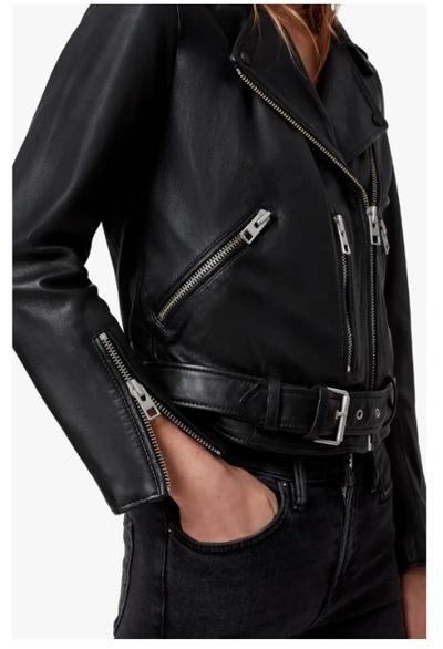 Pre-owned Allsaints Black Balfern Buttery Soft Leather Biker Motorcycle Jacket 4us 8uk E36