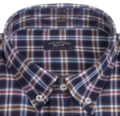 Pre-owned Paul & Shark Yachting Men's Long Sleeve Shirt Button-down Check Size 45 17.75" In Multicolor