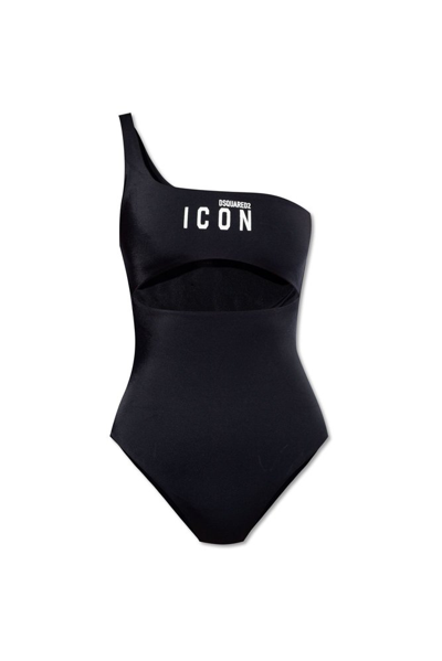 Shop Dsquared2 Be Icon One Piece Swimsuit In Black