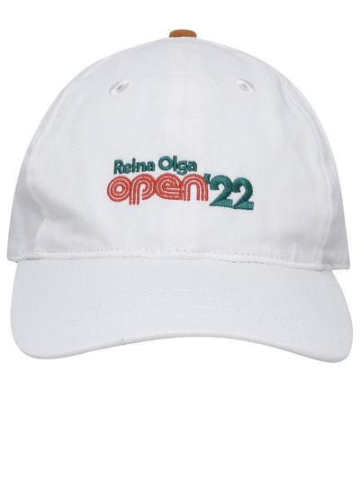 Shop Reina Olga Logo Embroidered Baseball Cap In White