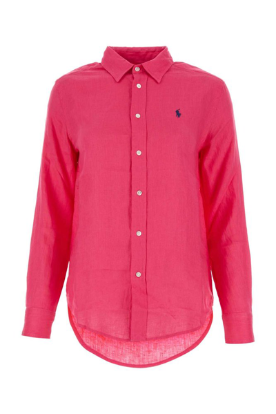 Shop Polo Ralph Lauren Long Sleeved Button In Pink