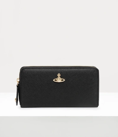 Shop Vivienne Westwood Saffiano Classic Zip Round Wallet In Black