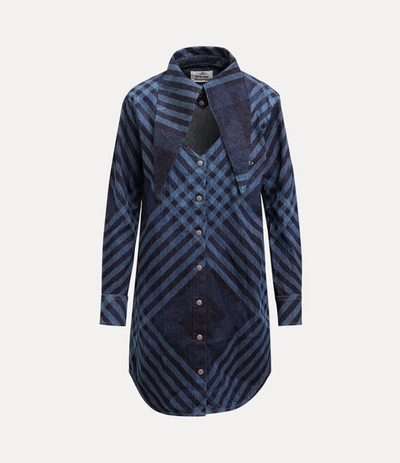 Shop Vivienne Westwood Heart Shirt Dress In Blue-
