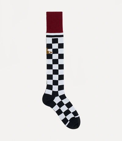 Shop Vivienne Westwood Check High Sock In Black