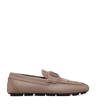 Shop Valentino Calfskin Vlogo Loafers In Grey