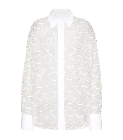 Shop Valentino Sheer Sequin-embellished Shirt In Ivory