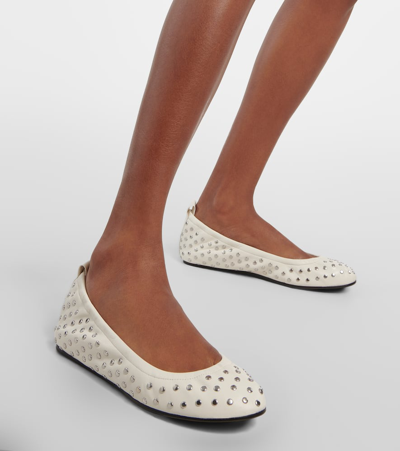 Shop Isabel Marant Belna Leather Ballet Flats In White