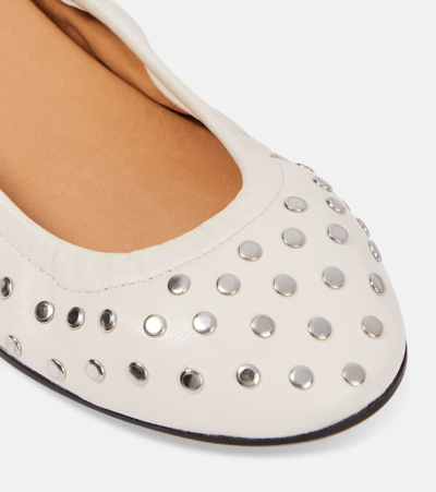 Shop Isabel Marant Belna Leather Ballet Flats In White