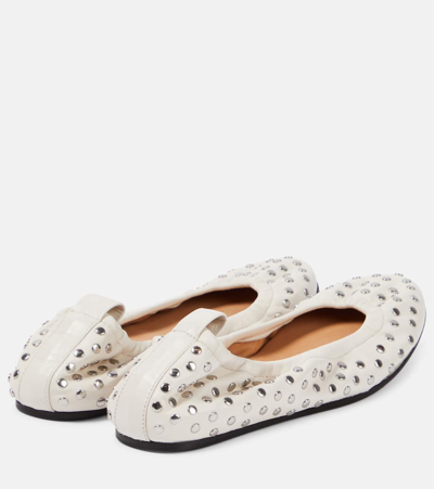 Shop Isabel Marant Belna Leather Ballet Flats In White