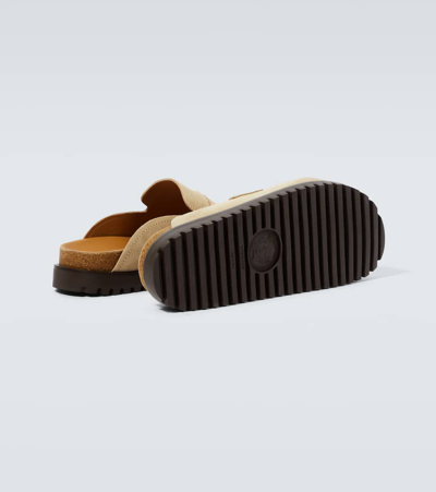 Versace Medusa Suede Clogs In Beige