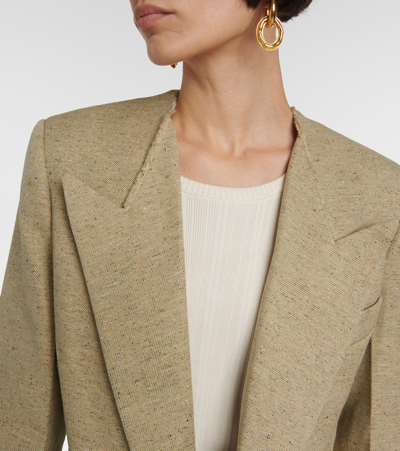 Shop Victoria Beckham Single-breasted Wool-blend Blazer In Green