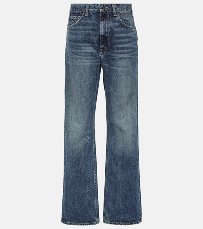 Shop Nili Lotan Mitchell Mid-rise Straight Jeans In Blue