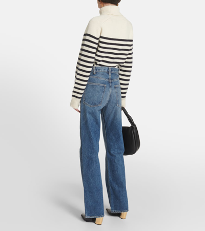 Nili Lotan Wide-leg High-waisted Jeans In Blue