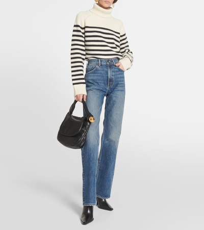 Shop Nili Lotan Mitchell Mid-rise Straight Jeans In Blue