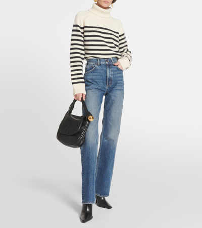 Nili Lotan Wide-leg High-waisted Jeans In Blue