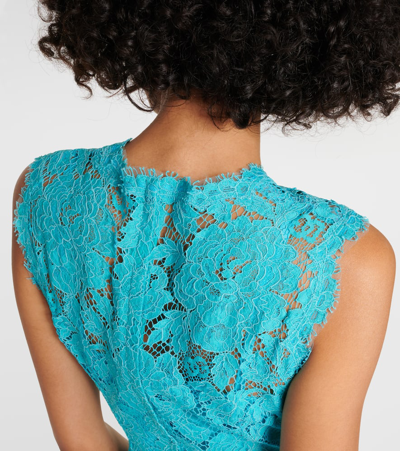 Shop Dolce & Gabbana Cotton-blend Lace Midi Dress In Blue