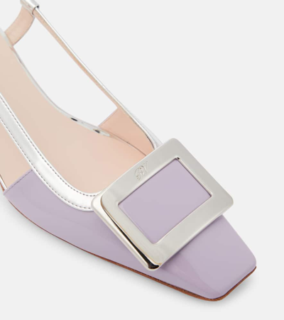 Shop Roger Vivier Belle Vivier Leather Slingback Pumps In Purple