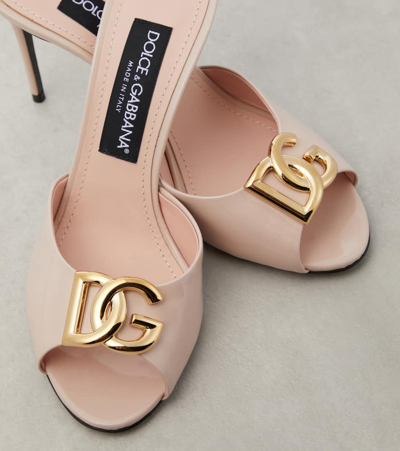 Shop Dolce & Gabbana Logo Patent Leather Mules In Pink