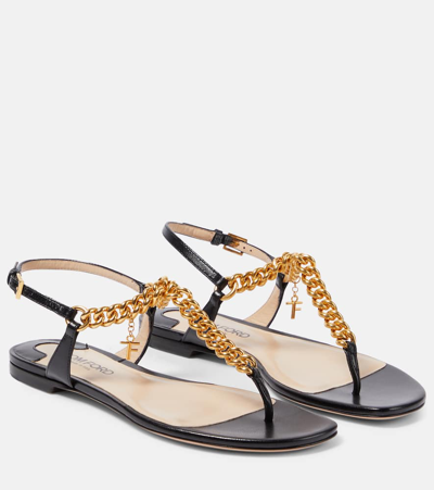 Shop Tom Ford Zenith Embellished Leather Thong Sandals In Multicoloured