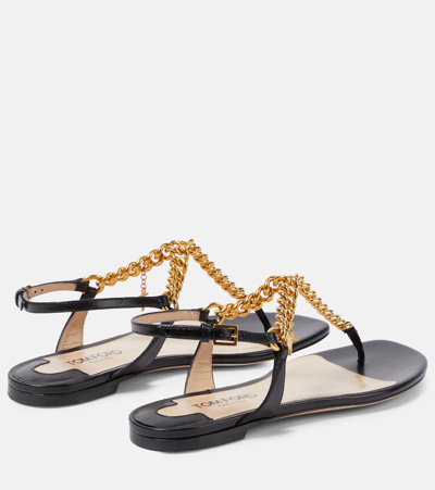 Shop Tom Ford Zenith Embellished Leather Thong Sandals In Multicoloured