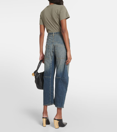 Nili Lotan Shon Wide-leg Cropped Jeans In Blue