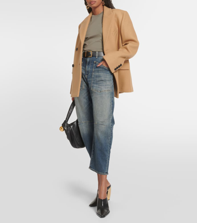 Nili Lotan Shon Wide-leg Cropped Jeans In Blue