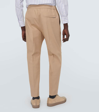 Shop Lanvin Cotton-blend Tapered Pants In Beige