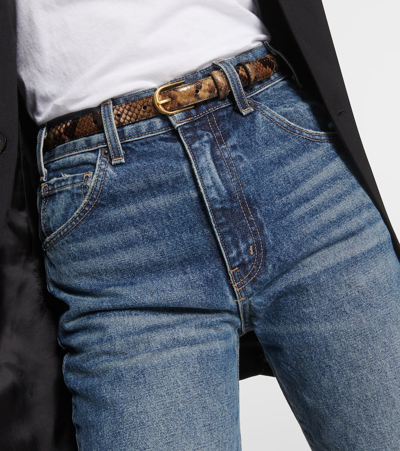 Nili Lotan Jane Snake-effect Leather Belt In Brown