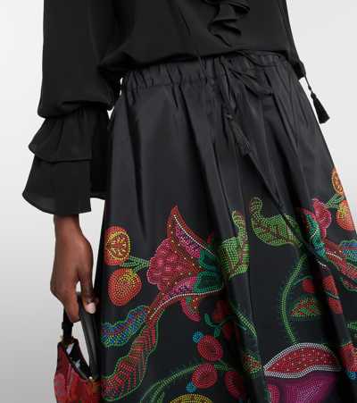 Shop La Doublej Floral Faille Midi Skirt In Multicoloured