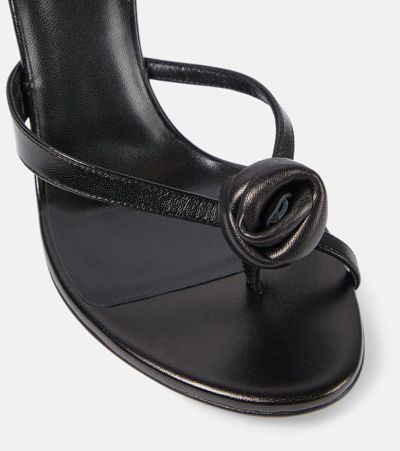 Shop Magda Butrym Floral-appliqué Leather Wedge Mules In Black